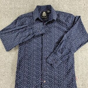 English Laundry Men's Button Up Size M Long Sleeve Dark Blue & Purple Paisley